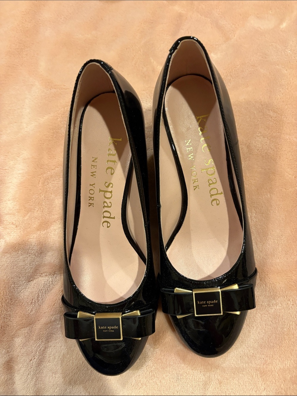 kate spade Black Patent Leather Bow Ballet Flats